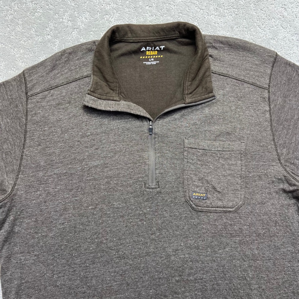 Ariat Rebar Foundation 1/4 Zip Long Sleeve Shirt Mens Large Brown Western Work - Picture 3 of 16